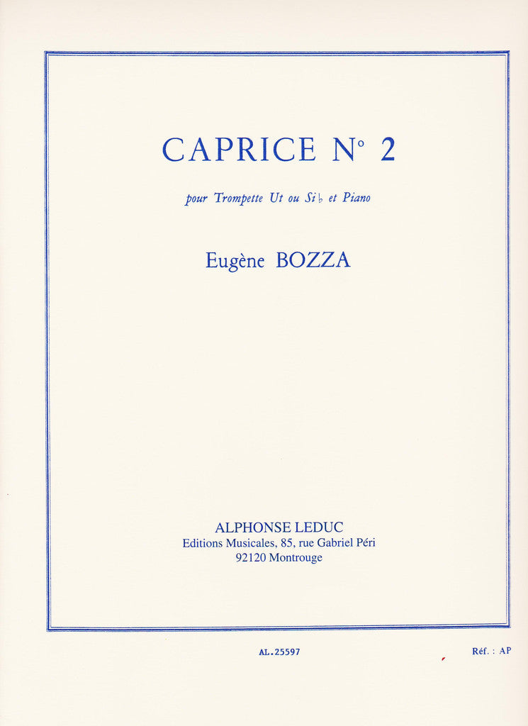 Caprice No. 2 for Trumpet and Piano by Eugene Bozza, pub. Leduc Hal Leonard