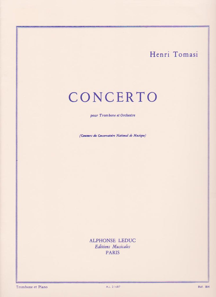 Concerto for Trombone and Piano by Henri Tomasi, pub. Leduc Hal Leonard